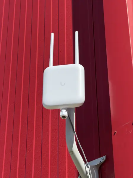 Outdoor Wi-Fi access point on a metal building